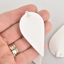 5 WHITE Faux Leather Leaf Teardrop Charm Pendant Vegan Leather, 2-1/2" long chs6013