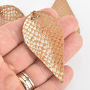 5 Tan Iridescent Faux Leather Leaf Teardrop Charm Pendant Vegan Leather, 2-1/2" long chs6018