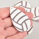 5 Volleyball Charms Faux Leather Teardrop Charms Vegan Leather Pendant 2-1/4" long chs6020