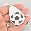 5 Soccer Charms Faux Leather Teardrop Vegan Leather Pendant 2-1/4" long chs6021