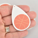 5 Basketball Charms Faux Leather Teardrop Vegan Leather Pendant 2-1/4" long chs6022