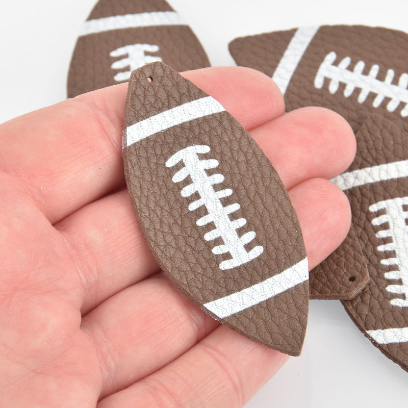 5 Football Charms Faux Leather Teardrop Vegan Leather Pendant 2-3/4" long chs6023