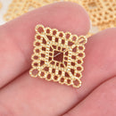 10 Light Gold Filigree Connector Charms, Diamond 24mm chs6039