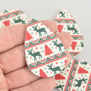 10 Faux Leather Teardrop Charms, Christmas Reindeer, Vegan Leather Pendant 2-1/4" long chs6049