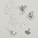 FAIRY TALE Theme Charm Collection, Whimsical Fairy Unicorn Silver Tone Metal, 7 charms chs6050