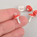 5 Red Mushroom Charms Enamel Toadstool, 17mm chs6051