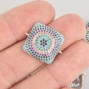 Rainbow Silver Micro Pave Connector, Rhinestone Mandala Rainbow Bracelet Necklace Connector chs6056