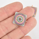 Rainbow Rose Gold Micro Pave Connector, Rhinestone Mandala Rainbow Bracelet Necklace Connector chs6057