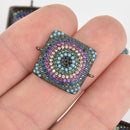 Rainbow Gunmetal Micro Pave Connector, Rhinestone Mandala Rainbow Bracelet Necklace Connector chs6058