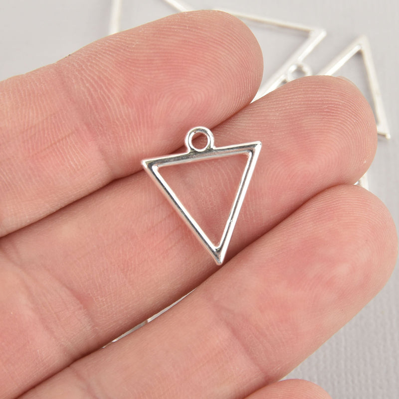 5 Silver TRIANGLE Charms, Open Wire Triangle Charms, 18x16mm, chs6061