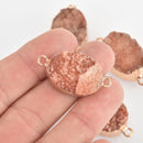 Apricot Peach Druzy Gemstone Charms Connector Links, raw druzy, Round Gold Plated Bezel, 1" chs6065