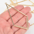 5 Light Gold Connector Charms, Diamond Shape, 3.5" long, chs6070