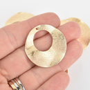 2 Gold Wavy Ring Charms Large Round Washer Connector Links, Stardust 1-3/8" chs6075