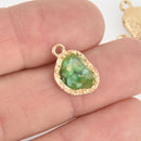 5 Gold Green Nugget Charms, Terrazzo Shell Resin, 16mm chs6086
