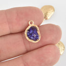 5 Gold Purple Nugget Charms, Terrazzo Shell Resin, 16mm chs6087