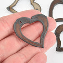 1 LARGE Rustic Metal HEART Charm Pendant 1.5" chs6093