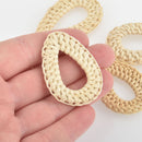 2 Rattan Charms, Teardrop, Blonde Straw, 40mm, chs6130