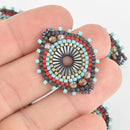 Beaded Circle Charm Connector with Miyuki Delica Seed Beads, 1", chs6144