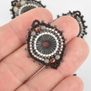 Beaded Circle Charm Connector with Miyuki Delica Seed Beads, 1", chs6147