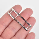 2 Centerline Bracelet Charm Links for Seed Beads, Rhodium Plated Silver, Curved chs6156