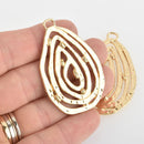 2 Light Gold Teardrop Swirl Charms, 2" long, chs6165