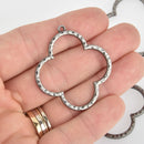 4 Gunmetal Clover Charms Flower Hammered Texture 40mm chs6187