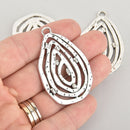 2 Silver Teardrop Swirl Charms, 2" long, chs6204
