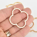 4 Gold Clover Charms Flower Hammered Texture 40mm chs6206