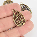 5 Bronze Teardrop Swirl Charms, 28mm long, chs6209