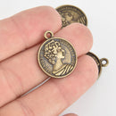 5 Australia Coin Charm Pendants, bronze 23x20mm, chs6211