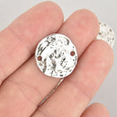 5 Silver Hammered Coin Charms, Connector Links, 20mm, chs6222
