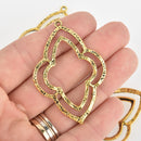 4 Gold Clover Charms, Connector Link, 2-1/4" long, chs6225