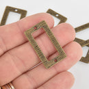 5 Bronze Rectangle Charms, Connector Links, Brushed Metal, 32mm, chs6240