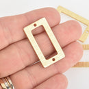 5 Gold Rectangle Charms, Connector Links, Brushed Metal, 32mm, chs6249