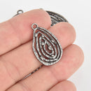 5 Gunmetal Teardrop Swirl Charms, 28mm long, chs6251