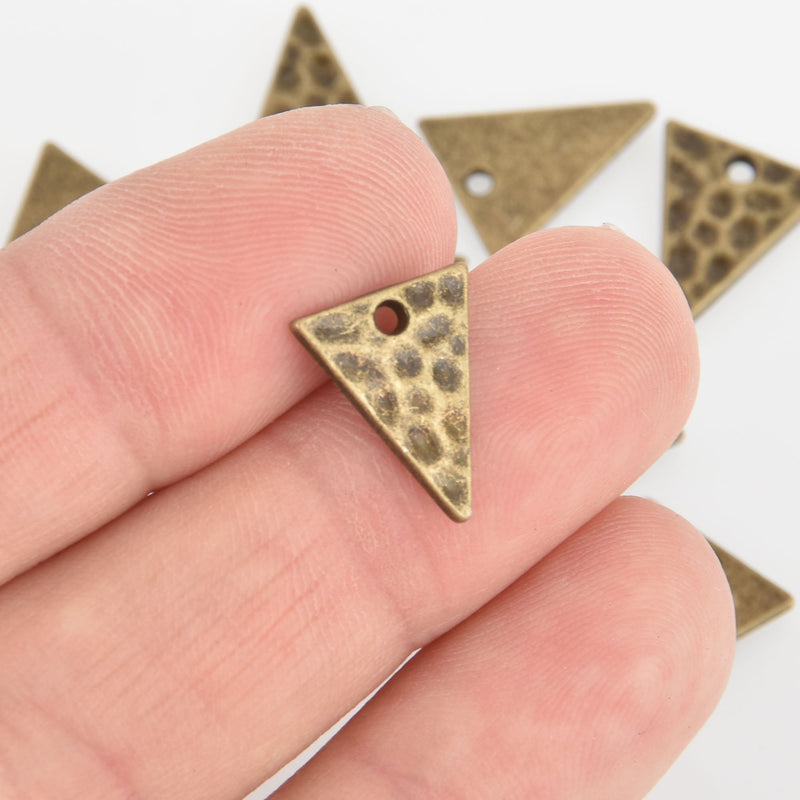 10 Bronze Triangle Charms, 15mm long, chs6252