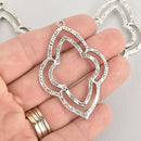 4 Silver Clover Charms, Connector Link, 2-1/4" long, chs6257