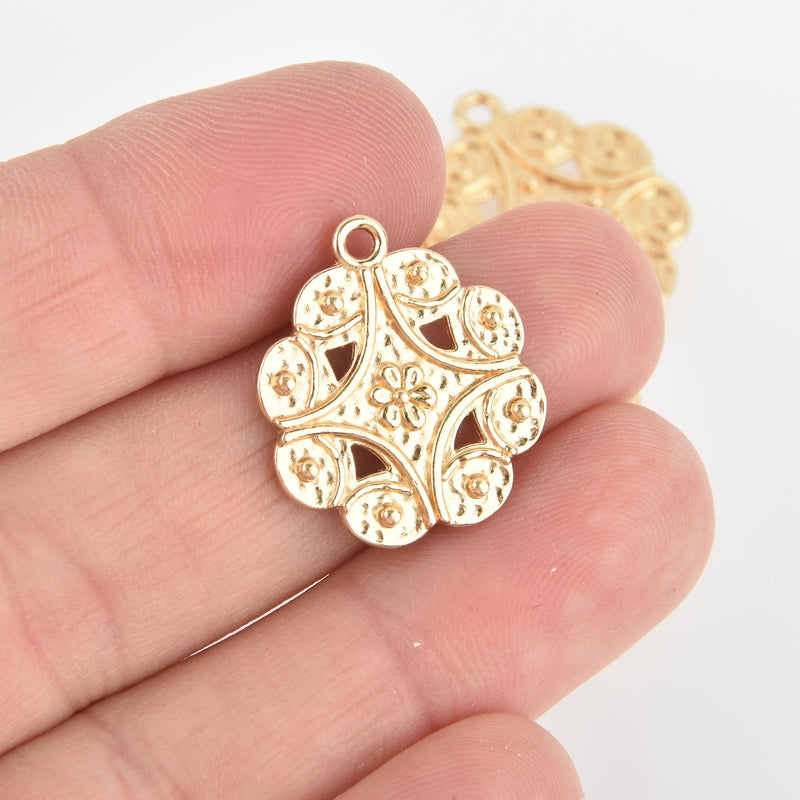 5 Gold MANDALA Charms, 20mm, chs6267