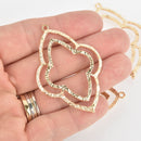 4 Gold Clover Charms, Connector Link, 2-1/4" long, chs6268