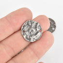 5 Gunmetal Hammered Coin Charms, Connector Links, 20mm, chs6270