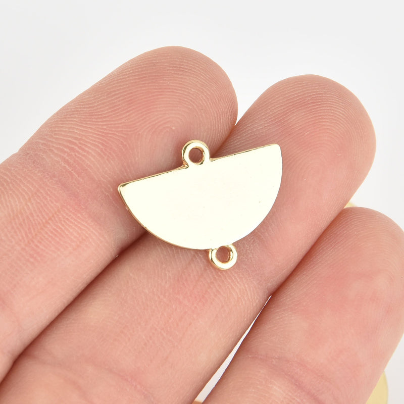 5 Matte Gold Half Moon Charms, Half Circle Connector Links, 20x16mm chs6272