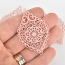 5 Pink Filigree Teardrop Charms, enamel 2-1/4" long, chs6274