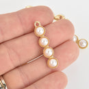 5 Gold Faux Pearl Charms, 1-3/8" long, chs6279