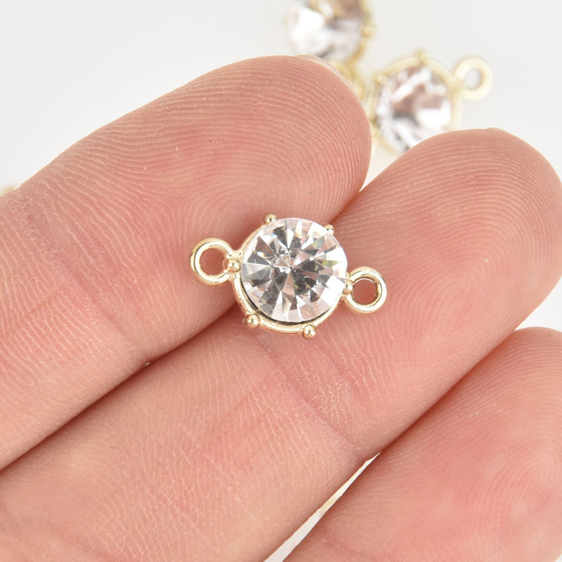 5 Gold Connector Link Charms, Crystal with acrylic base, 16x9mm, chs6290