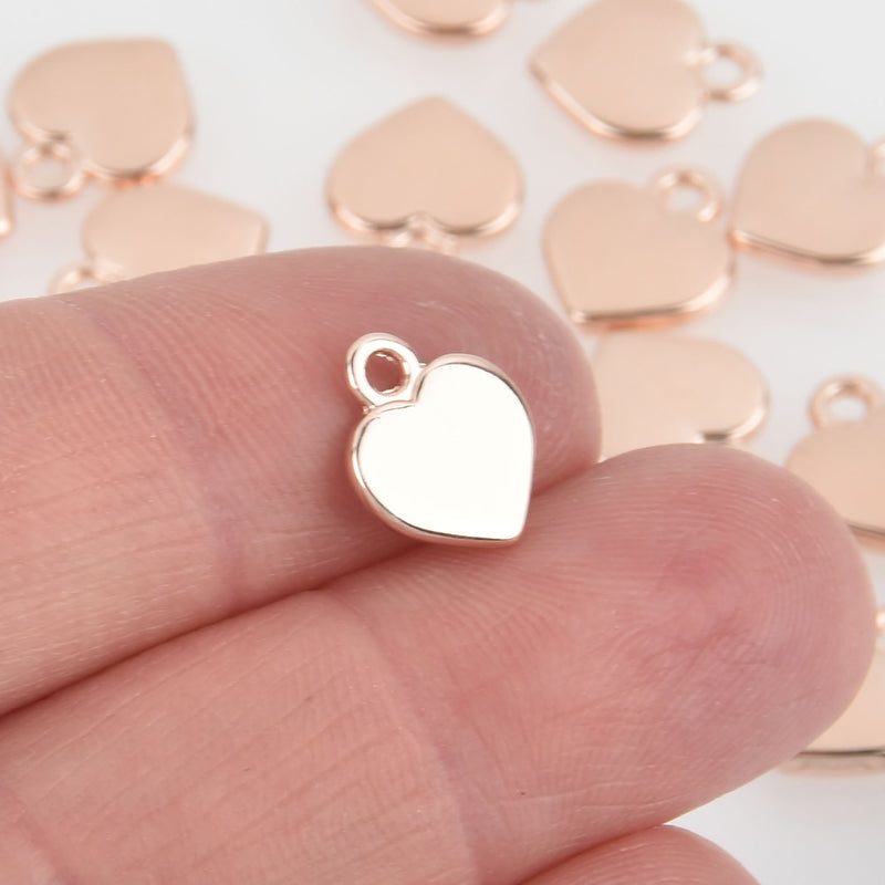 10 Rose Gold Heart Charms, 12x10mm, chs6293