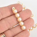 5 Gold Faux Pearl Charms, 1-5/8" long, chs6295