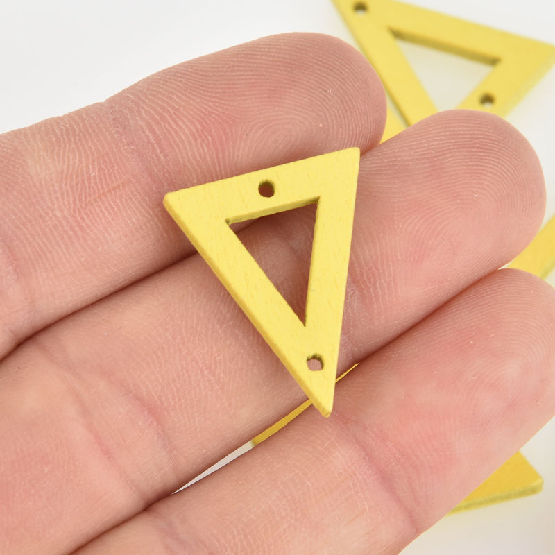 10 Yellow Wood Triangle Charm Connectors, 21mm, chs6298