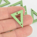 10 Green Wood Triangle Charm Connectors, 21mm, chs6299