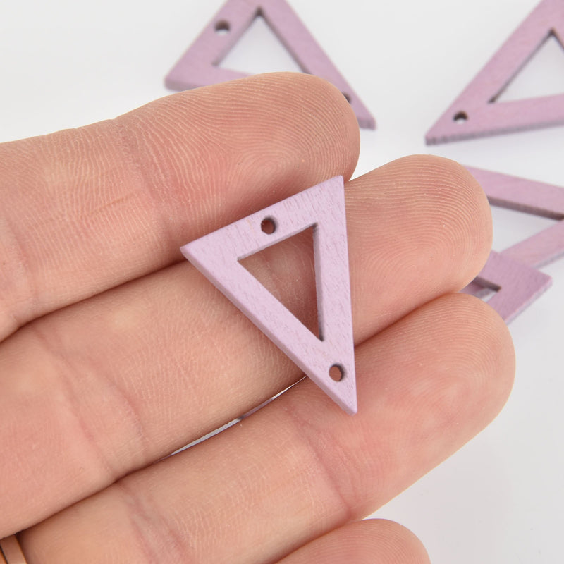 10 Purple Wood Triangle Charm Connectors, 21mm, chs6300