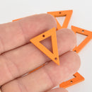 10 Orange Wood Triangle Charm Connectors, 21mm, chs6301
